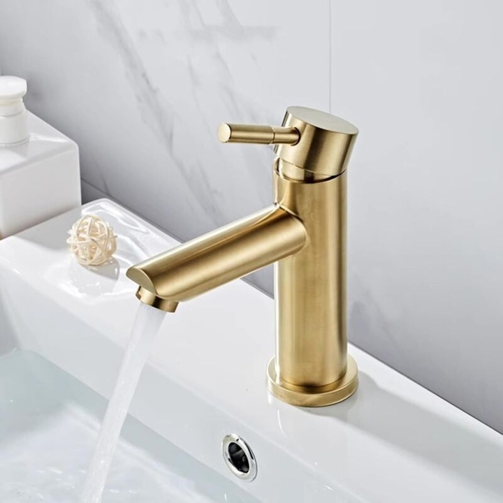 Baterie lavoar inox aurie, design modern, 40mm, 1 maner