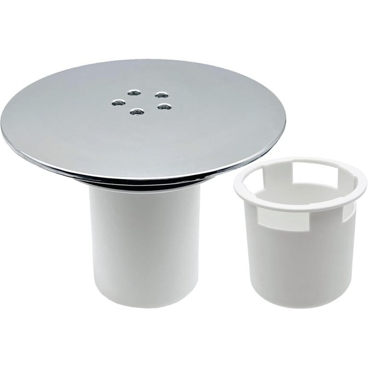 Capac scurgere dus 115x115x95mm argintiu, sistem drenaj rapid, set 1 bucata