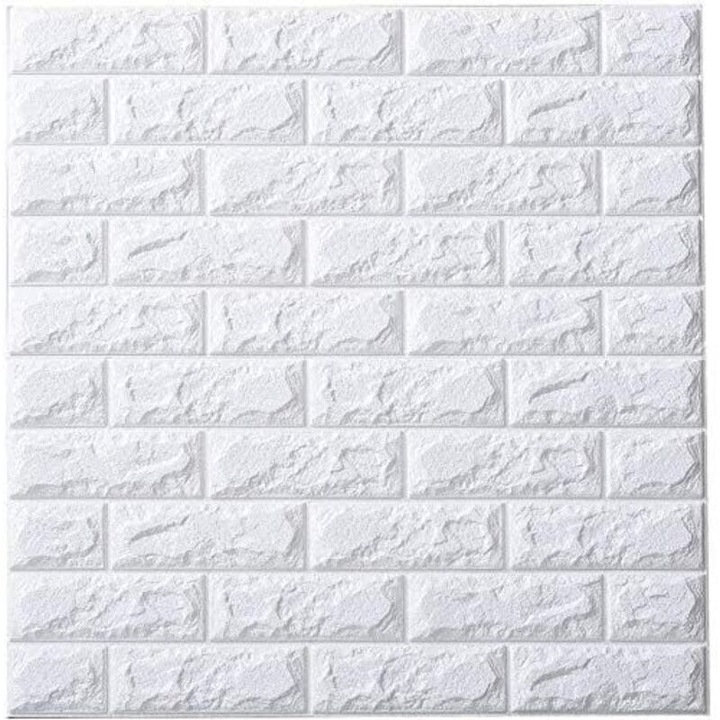 3D öntapadós tapéta, PE hab, vízálló, fehér, 77x70cm, 5 darabos szett
