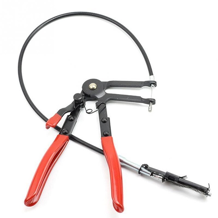 Cleste pentru coliere de strangere pliabil, otel carbon, lung, negru