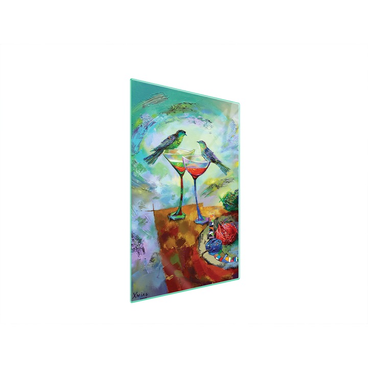Placa sticla protectie bucatarie TMK ArtDeko, multifunctionala, rosu vin, 35x52cm