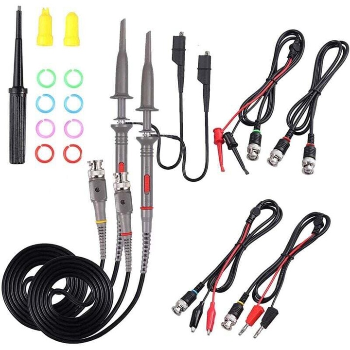 Sonda osciloscop universala 100MHz cu accesorii, cabluri BNC multicolor
