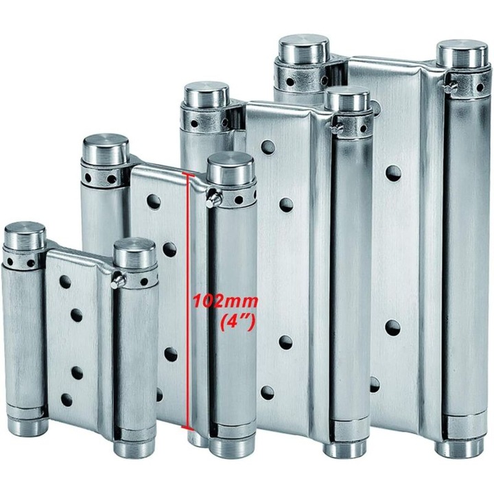 Balamale cu arc, otel inoxidabil, deschidere dubla, 117x71x1.5mm, set 2 buc, capacitate 16kg, argintiu