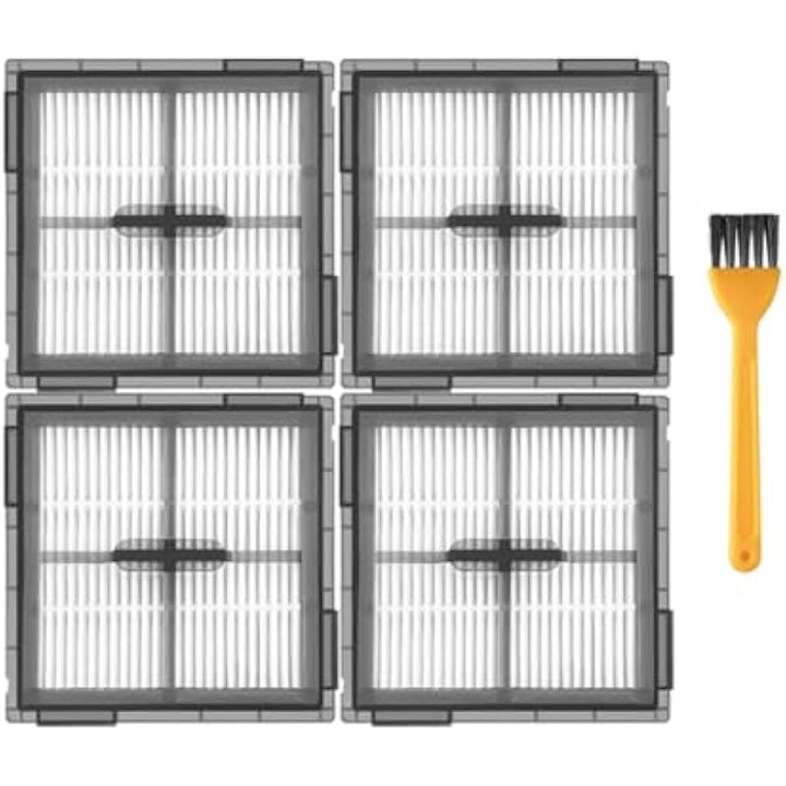 Set 4 filtre HEPA lavabile si perie curatare pentru aspirator Roboroc, accesorii