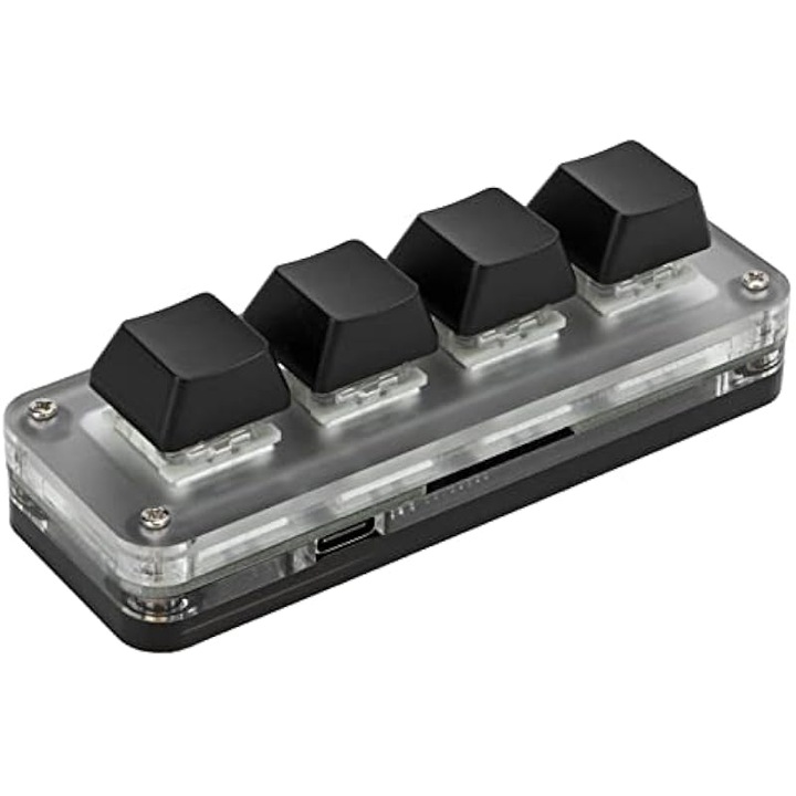 Kompakt mechanikus billentyűzet 100x35x30mm RGB, 4 testreszabható gomb, fekete
