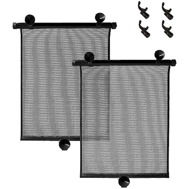 Set 2 parasolare auto laterale, negru, 45x50cm, protectie UV, retractabile
