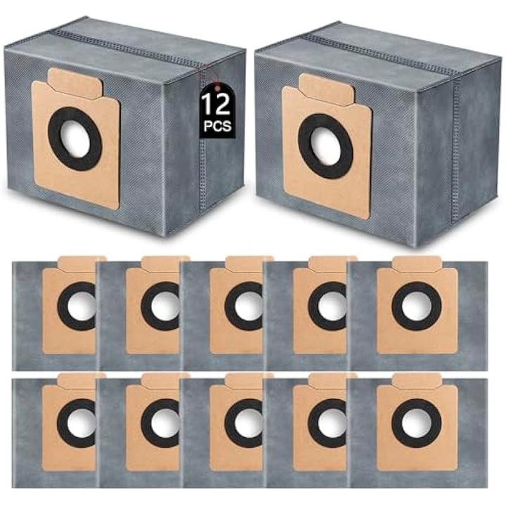 Set 12 saci praf compatibili Clean X10 Pro Omni X8 Pro, capacitate 3L, filtrare 4 straturi