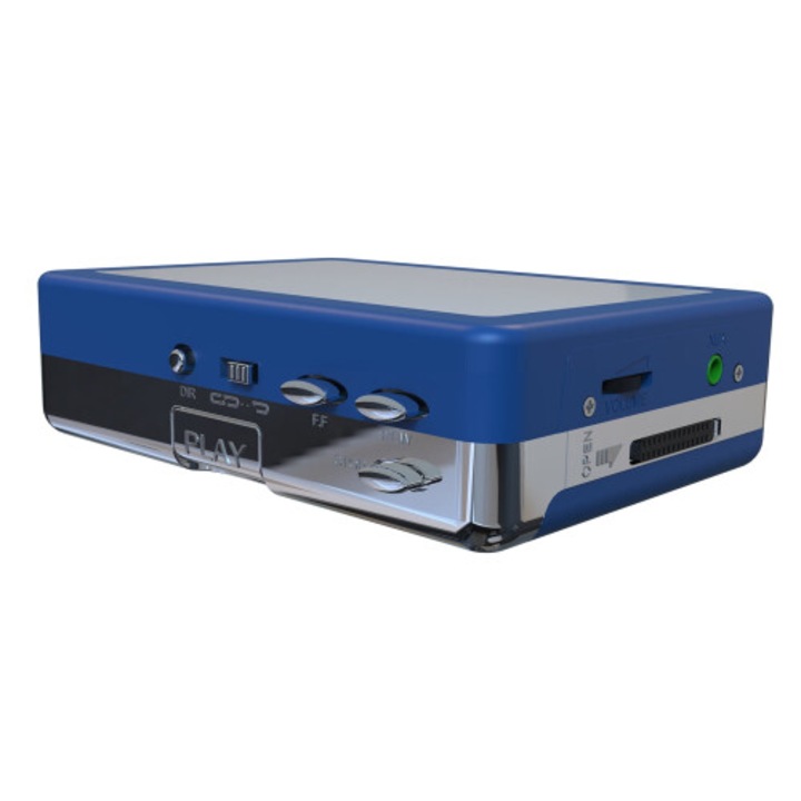 Player caseta portabil Bluetooth, automat, albastru