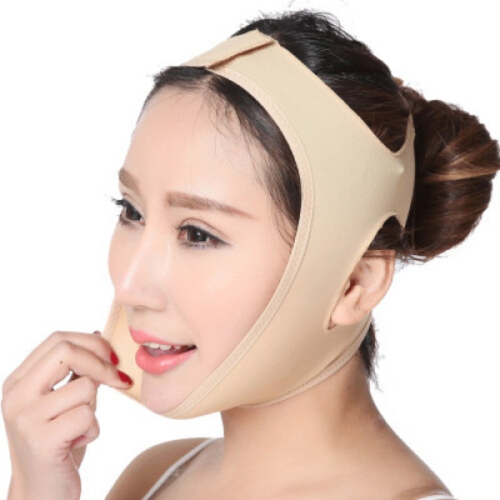 Bandaj facial V-face lifting barbie dubla pentru somn, alb