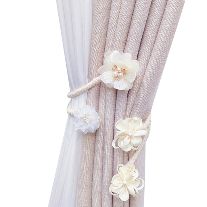 Accesorii perdele clip flori artificiale flexibil bej 47cm
