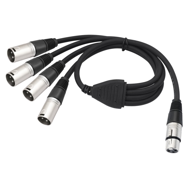 Cablu splitter audio 3Pin XLR femela la 4 masculi, 0.6m, metalic