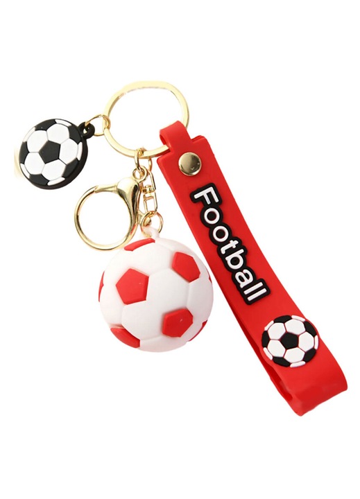 Piros futball kulcstartó 10.5x3.6x2.5cm multifunkcionális szett