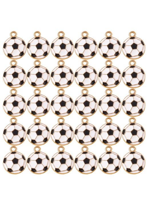 Focilabda kulcstartók, 30 db-os szett, zománcozott ötvözet, többszínű, 16x13mm