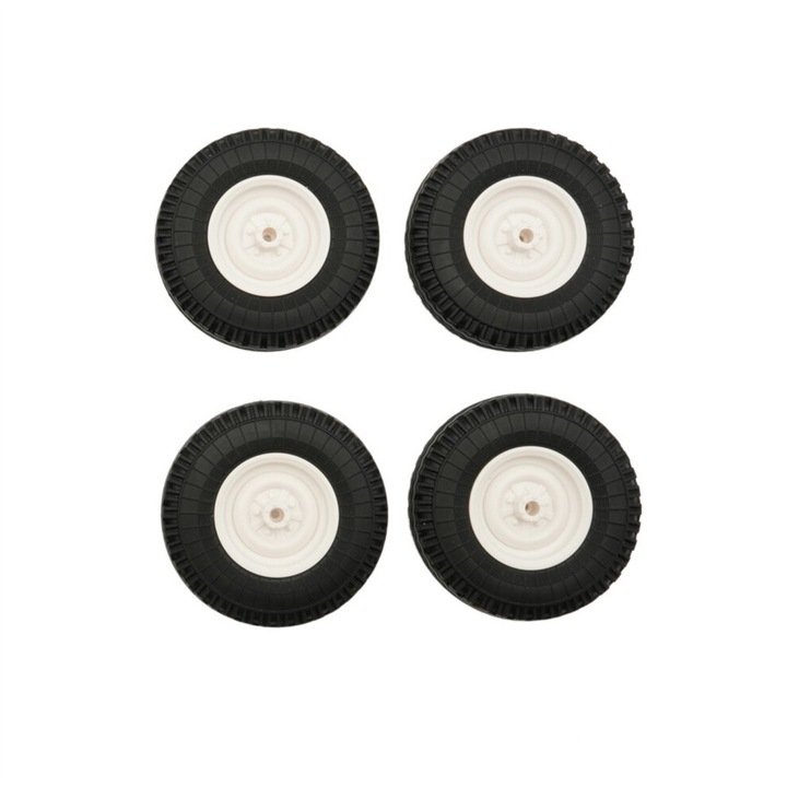 4 darab fehér gumiabroncs készlet távirányítós autókhoz, 71x20mm és 68x18mm