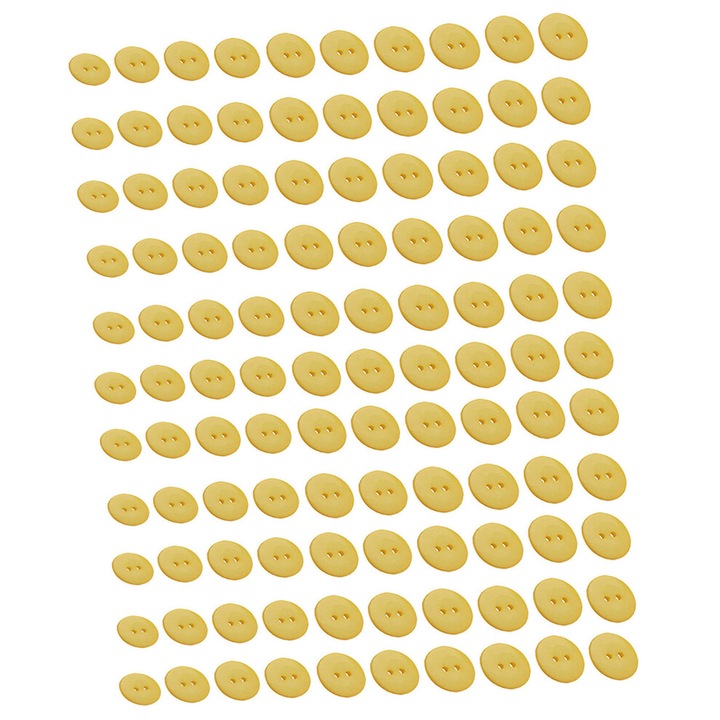 Set 110 nasturi rotunzi din rasina, galben, dimensiuni mixte