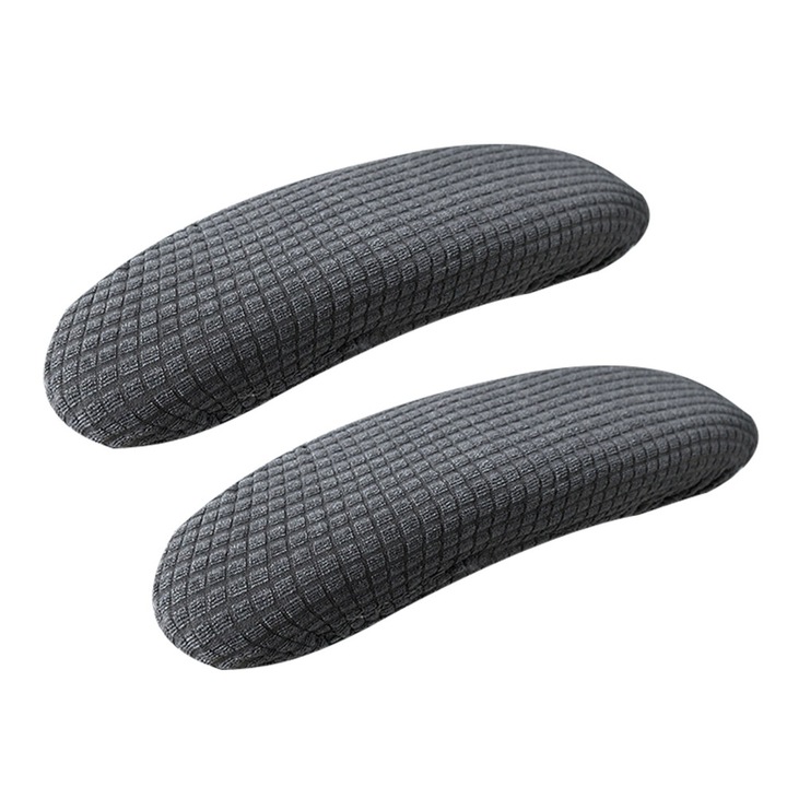 Set 2 protectii brat scaun birou, elastic, gri inchis, 23x40cm