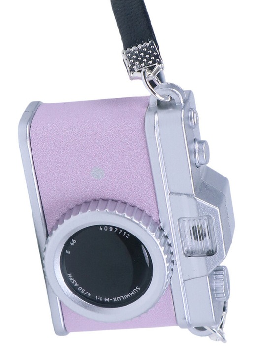 Retró mini kamera kulcstartó LED többszínű hang 5x3.4cm