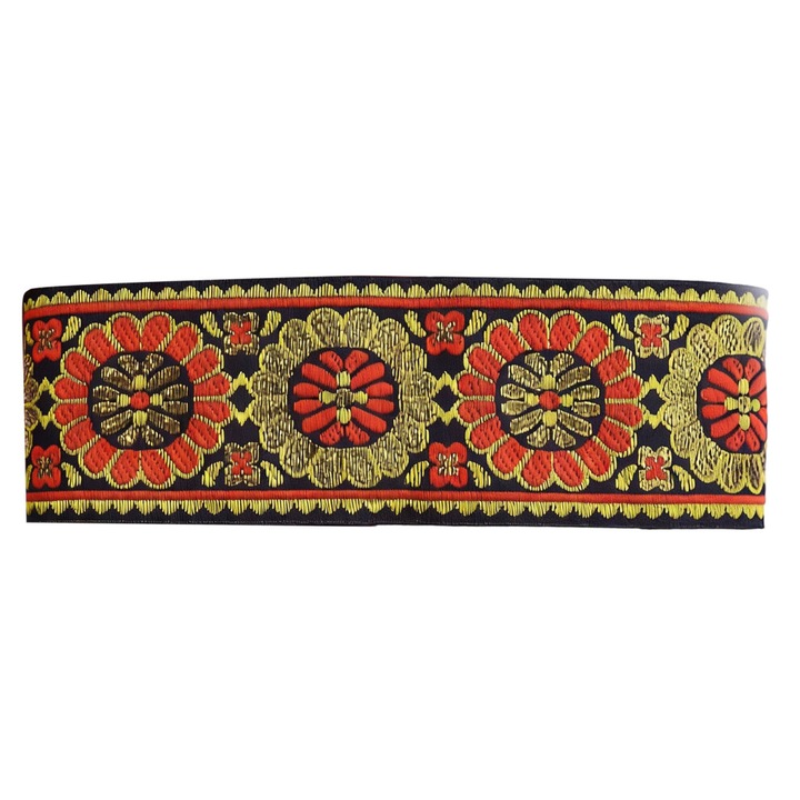 Poliészter varrott szalag 6.5mx5cm retro etnikai mintával