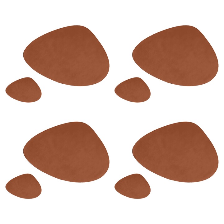 Set 4 suporturi de masa din piele reversibile picatura, maro gri, 31.5x40cm