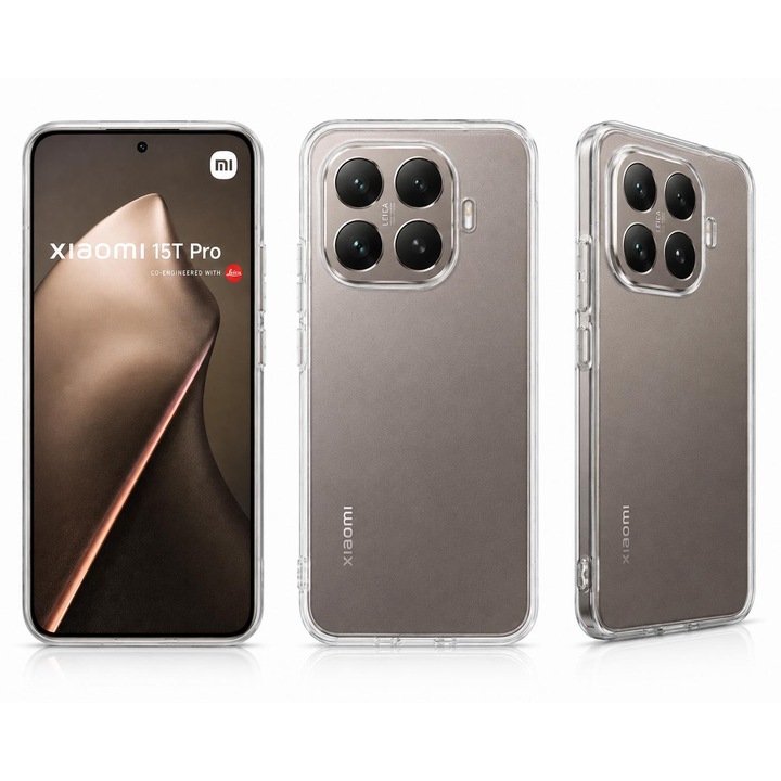 Husa protectie Mat-Tech compatibila cu Xiaomi 15T Pro, Anti-soc, 2MM, Protectie Camera, Decupaje Precise, Rezistenta la impact, Margini ridicate pentru protectia ecranului, Transparenta