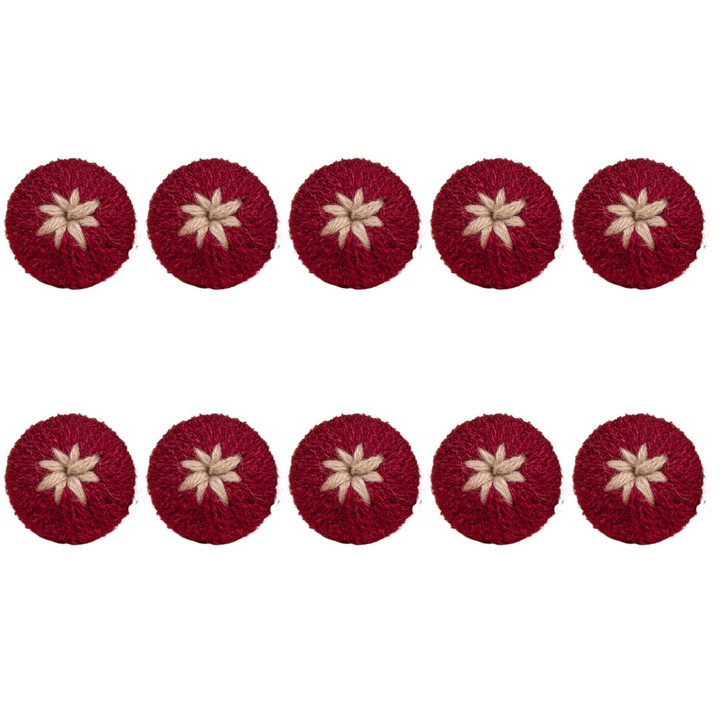 Set 10 nasturi din ata, multicolor, 2.2cm, pentru cusut si decorat