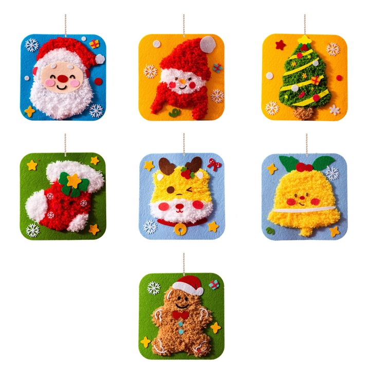 Többszínű horgolt szett 20x20cm karácsonyi dekorációkhoz