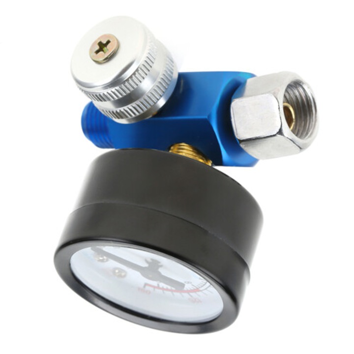 Regulator presiune aer 1/4 inch cu manometru pentru pistol vopsit, ajustabil 0-10BAR