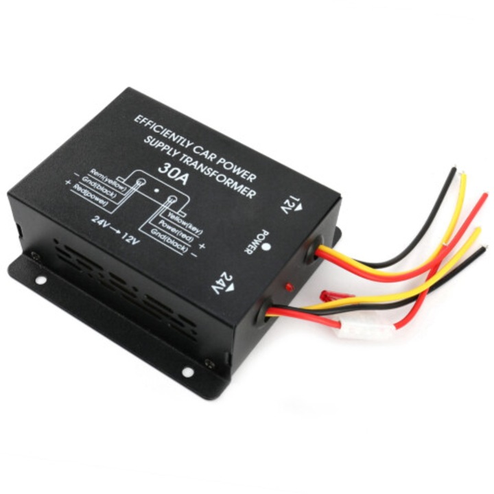 Invertor auto 30A convertor tensiune 24V la 12V aluminiu