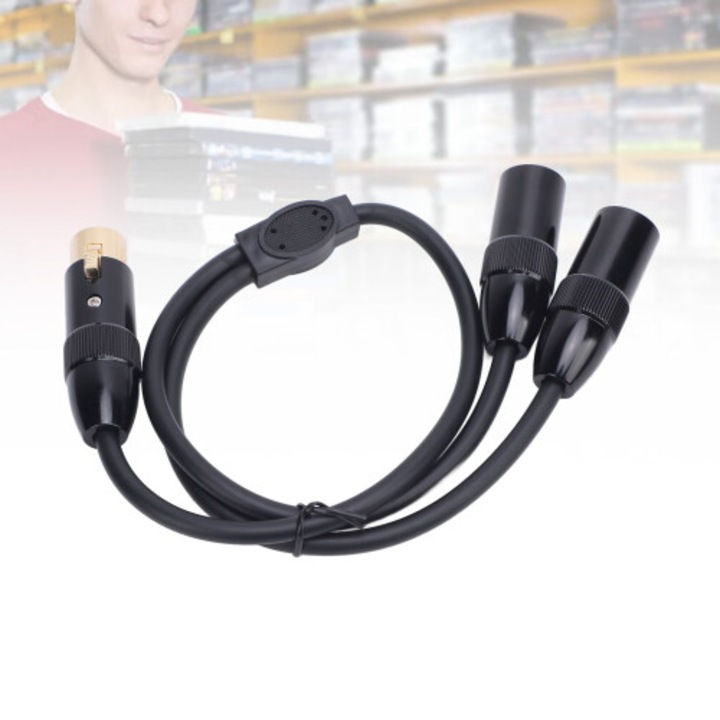 Cablu splitter XLR microfon dual 0.5m negru