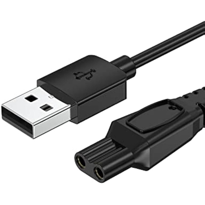 Cablu incarcator pentru aparat de ras electric Skull Pitbull, compatibil, negru