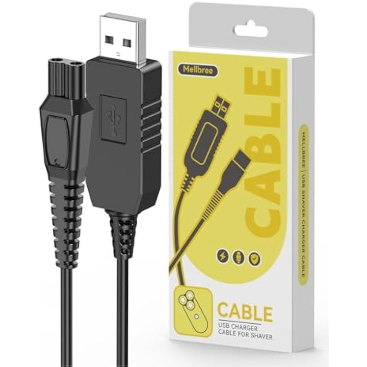 Cablu incarcator USB 15V pentru aparate de ras electrice, 1m, negru