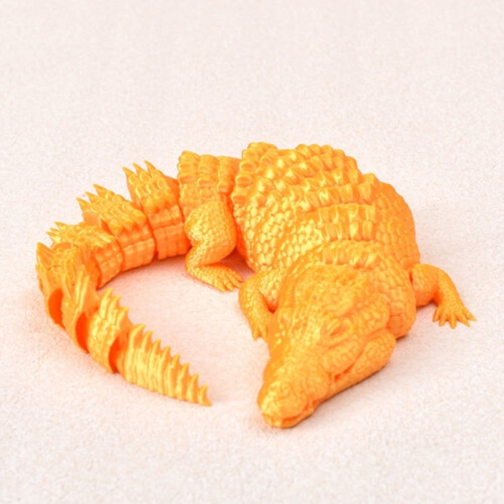 3D nyomtatott krokodil figura, 21cm