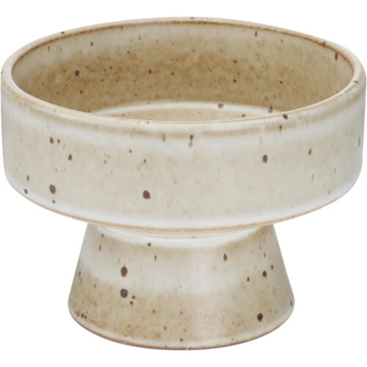 Kerámia tál lábon, 450ml, rusztikus, barna, 15x15x10cm
