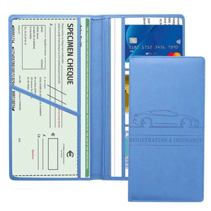 Suport documente auto organizator PU multicolor 20x12cm