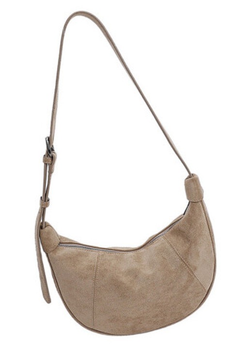 Női crescent táska, műbőr, khaki, 20x15x5cm