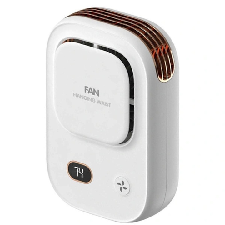 Ventilator portabil cu clips pentru talie, 2000mAh, alb, 12.3x3.1x8.1cm