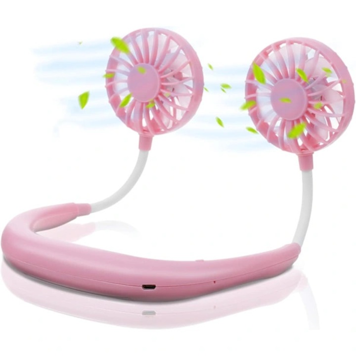 Ventilator portabil pentru gat, rotire 360°, USB, alb