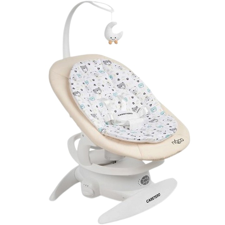 Állítható elektromos hinta, zenével, babáknak, Caretero NOCO 320940, Krém