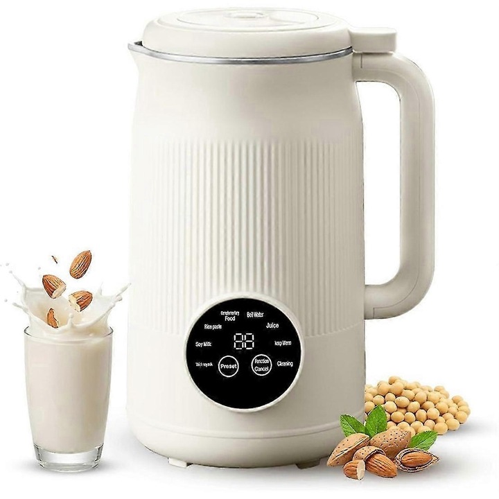 Aparat pentru lapte vegetal 8 in 1, 40oz, crem alb, autocuratare, pornire intarziata, mentinere calda
