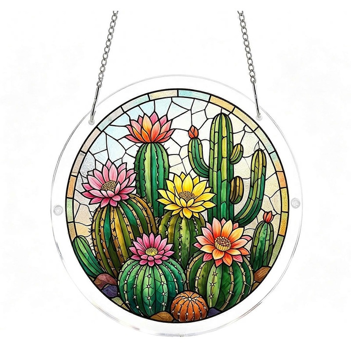 Puzzle suncatcher acrilic rotund, 19cm, multicolor