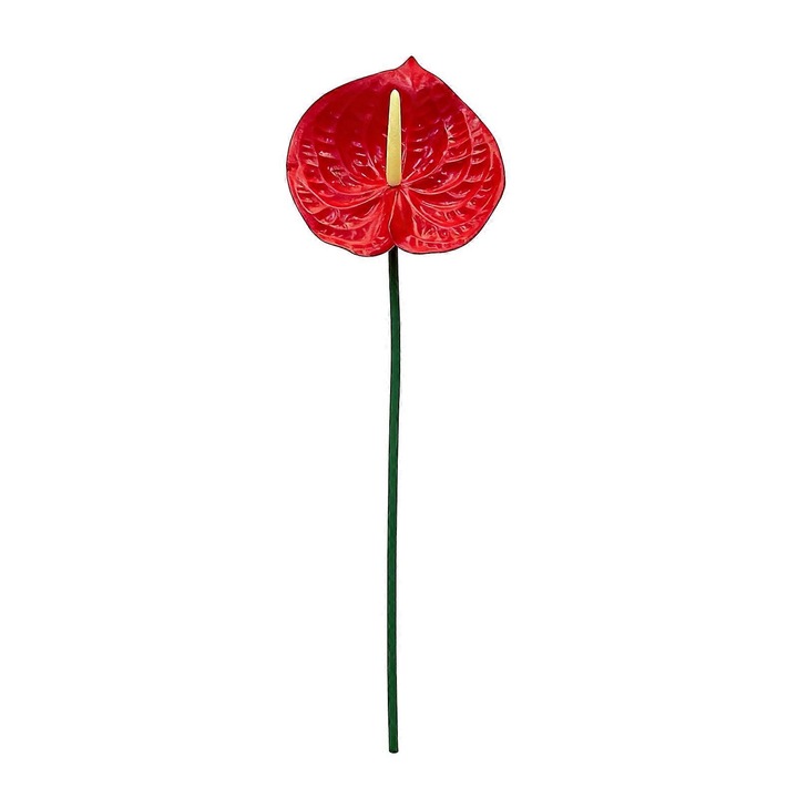 Floare artificiala Anthurium rosu, spuma, 67cm, decor nunti si casa