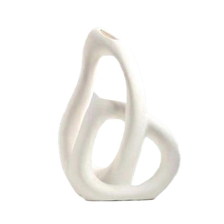 Vaza decorativa rasina, design creativ, 15x22cm, alba