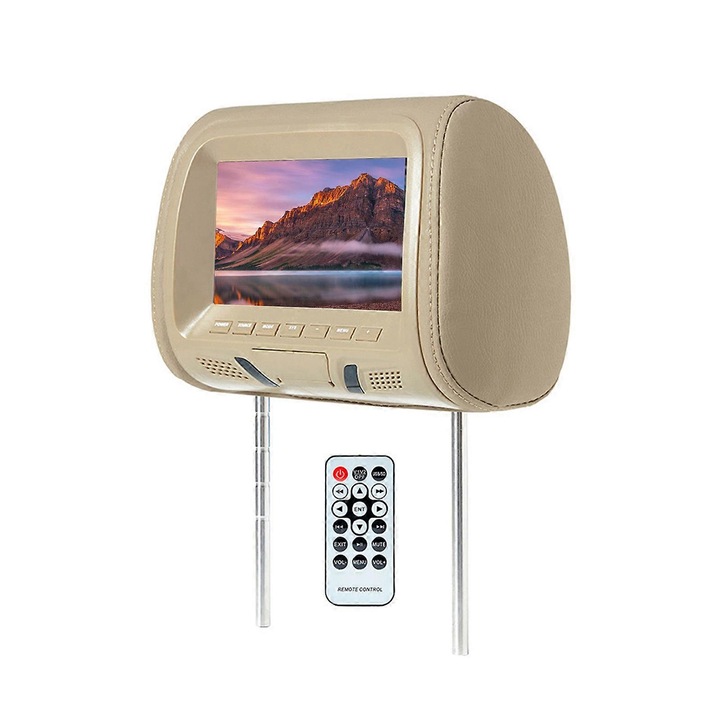 Ecran LCD auto 7 inch, player DVD, telecomanda, reglabil, negru, 27.3x18cm