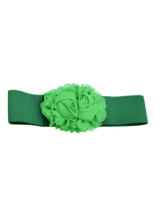 Curea elastica florala de dama cu talie lata