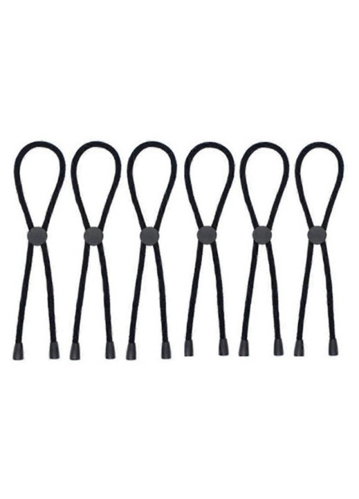 Set 6 benzi elastice ajustabile pentru par cret gros, negru