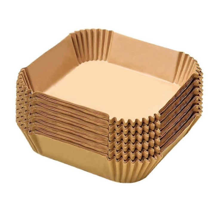 200 buc hartie de copt patrata 23x23cm pentru friteuza aer, rezistenta la apa si ulei