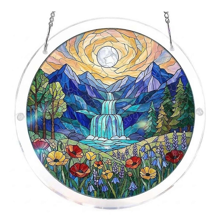 Puzzle suncatcher acrilic rotund 19cm multicolor