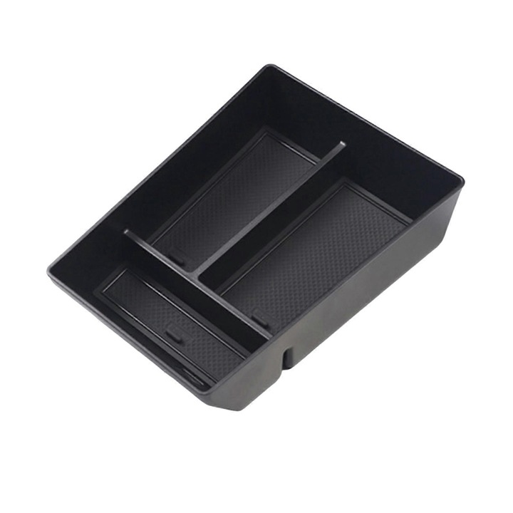 Cutie depozitare cotiera PVC pentru BMW X5 X6 X7, capacitate mare, negru, 20.7x15.6x5cm
