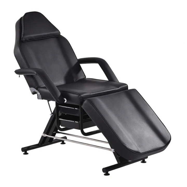 Pat Cosmetic Reglabil Salon Infrumusetare, Pat Masaj Piele Ecologica, Tetiera si Picioare Reglabile, Negru 180x65x64cm ZoePRO COOL