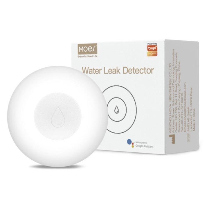 Senzor inteligent detectare inundatie MOES, Zigbee3.0, compatibil TUYA, SMARTLIFE, MOES